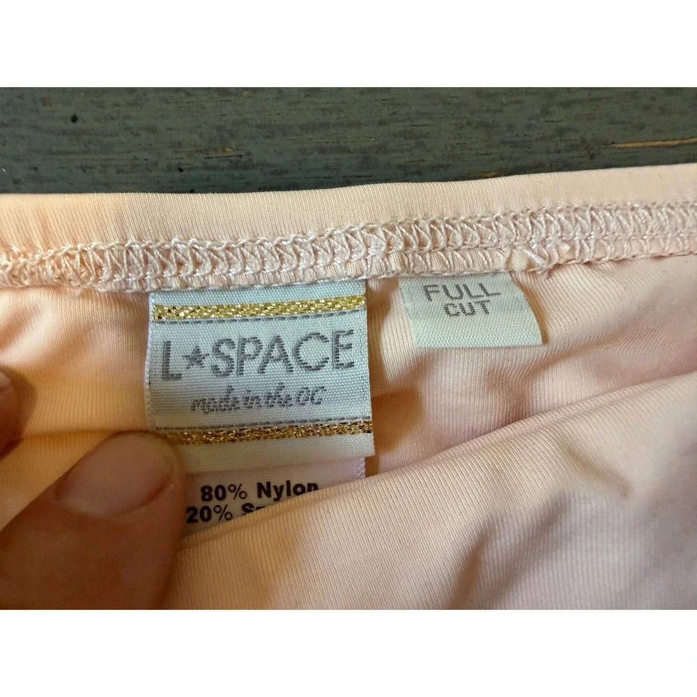 L*Space Estella Bikini Bottoms Peach Strappy Cutout Full Cut Small NWOT
